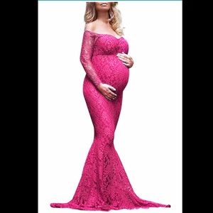 Pink Lace maternity dress